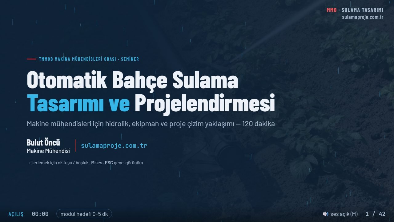 Makina Mühendisleri İçin Otomatik Sulama Tasarımı — sunum kapak slaytı