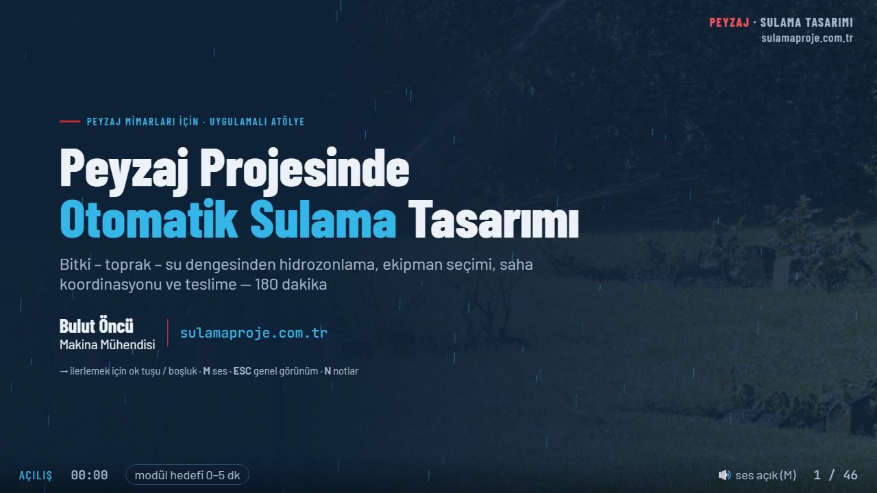 Peyzaj Mimarları İçin Otomatik Sulama Tasarımı — sunum kapak slaytı